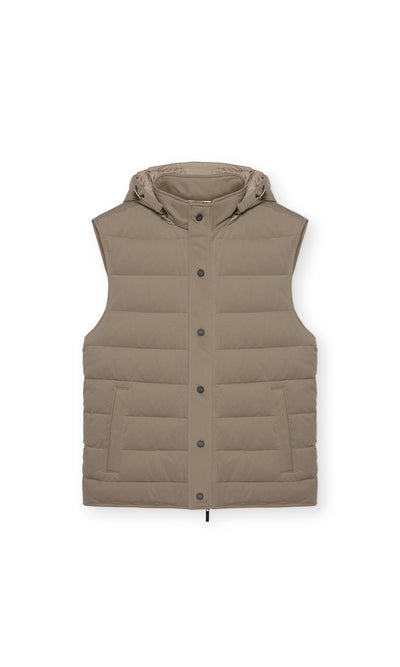 Goose-Down Hooded Vest