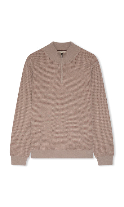 Extra Fine Wool Zip-Up Sweater with Tubular Workmanship