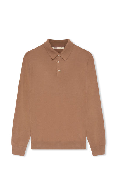 3-Button Polo Shirt in Pure Extra Fine Wool and Cashmere
