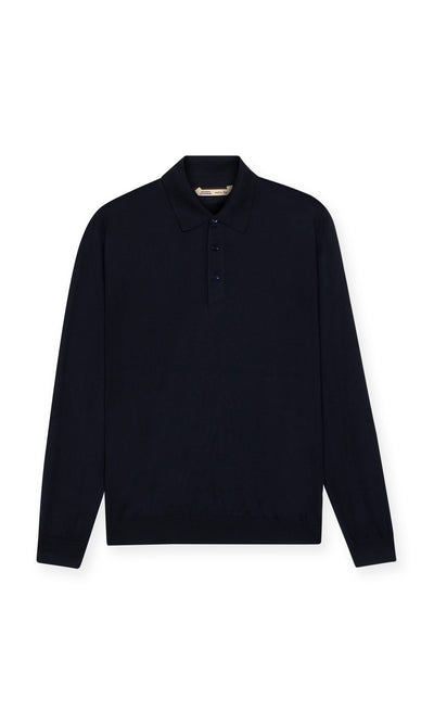 Malpensa Polo Shirt 3-Button in Pure Extra Fine Wool