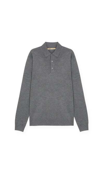 3-Button Polo Shirt in Pure Extra Fine Wool and Cashmere