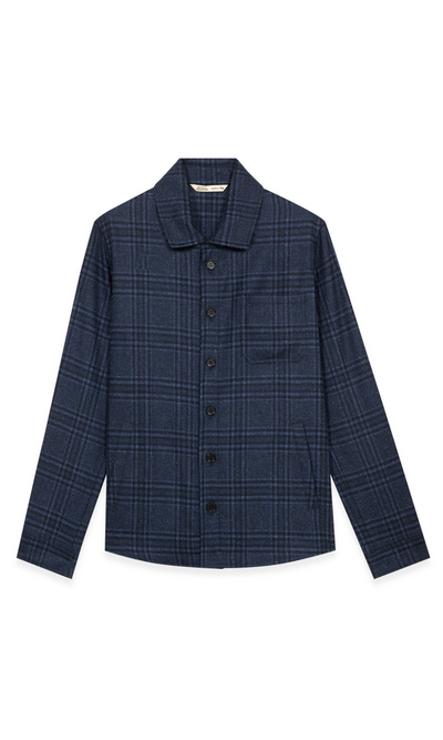 Overdyed Wool, Silk And Linen Check Overshirt