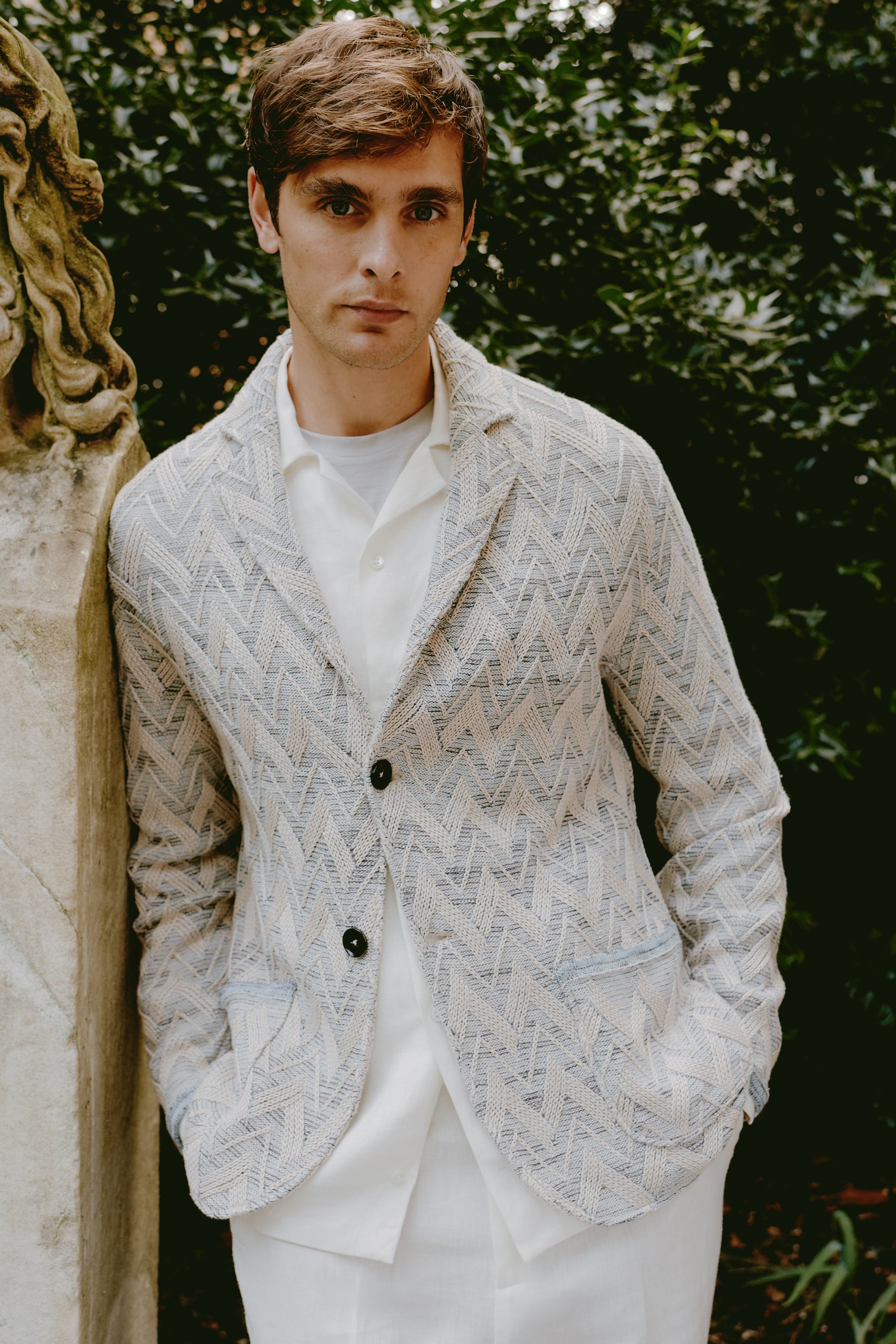 Herringbone Swacket In Linen, Silk and Cotton 