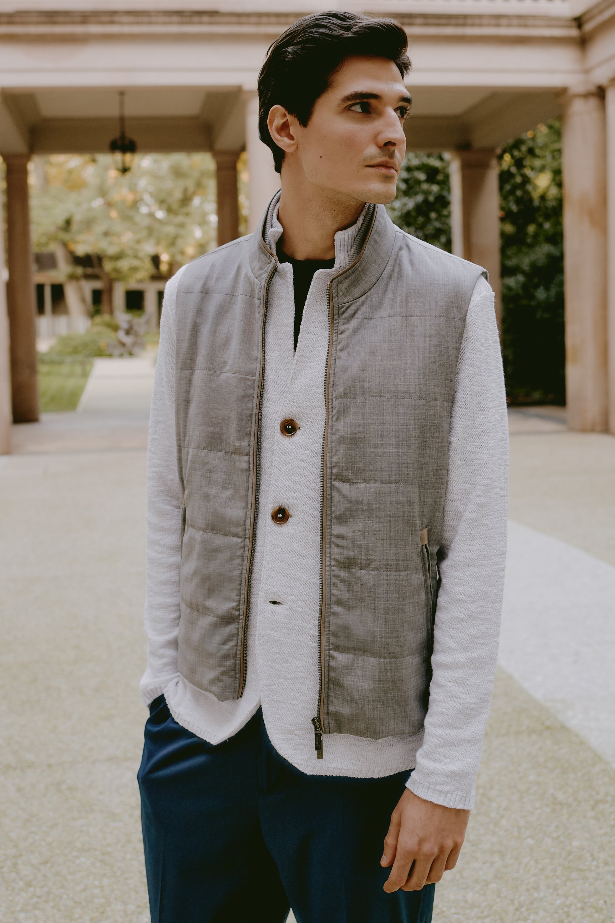 Three-pocket Swacket with Moulinè workmanship | Maurizio