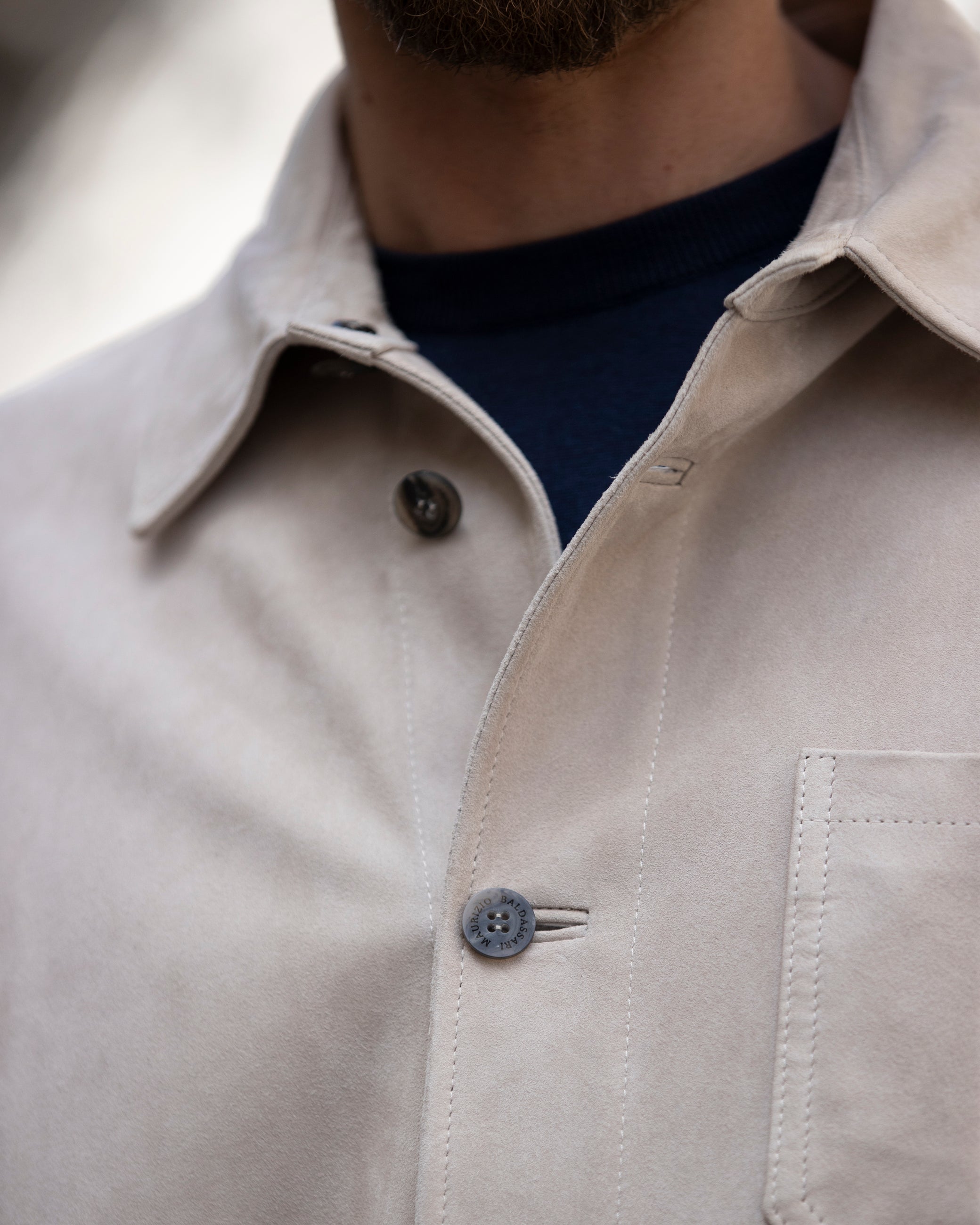 Overshirt In Pelle Scamosciata