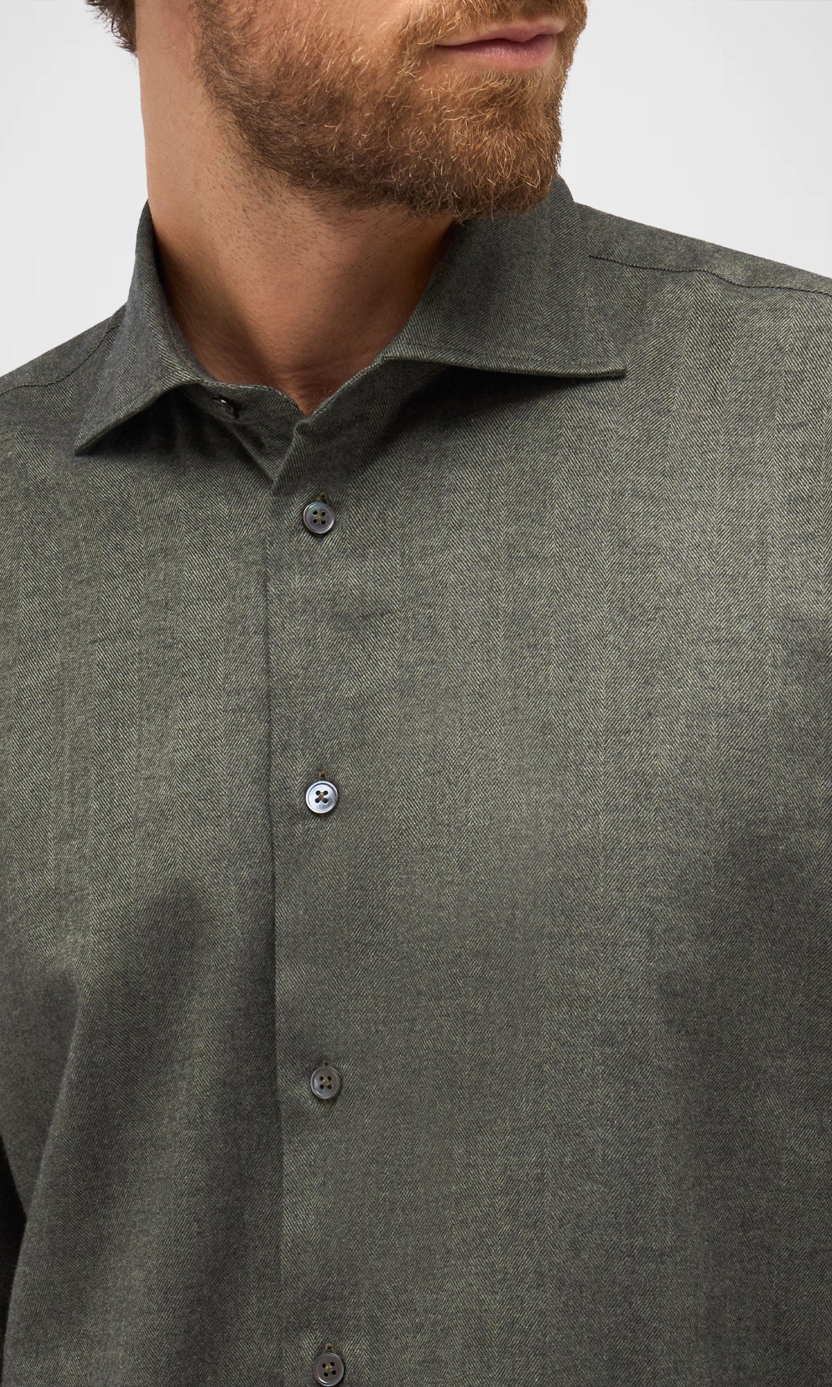 Cotton Blend Spread Collar Shirt