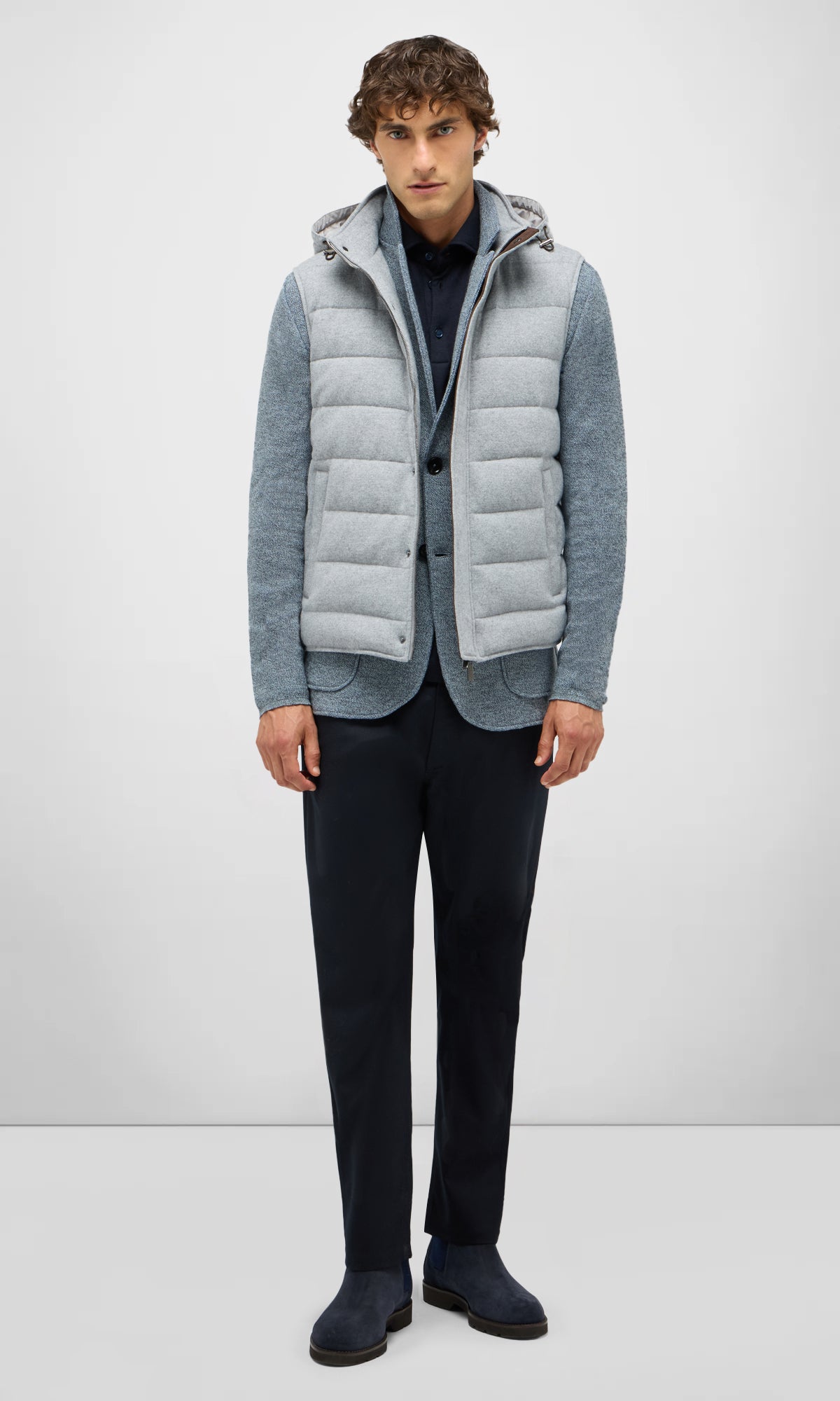 Goose Down Padded Vest with Detachable Hood