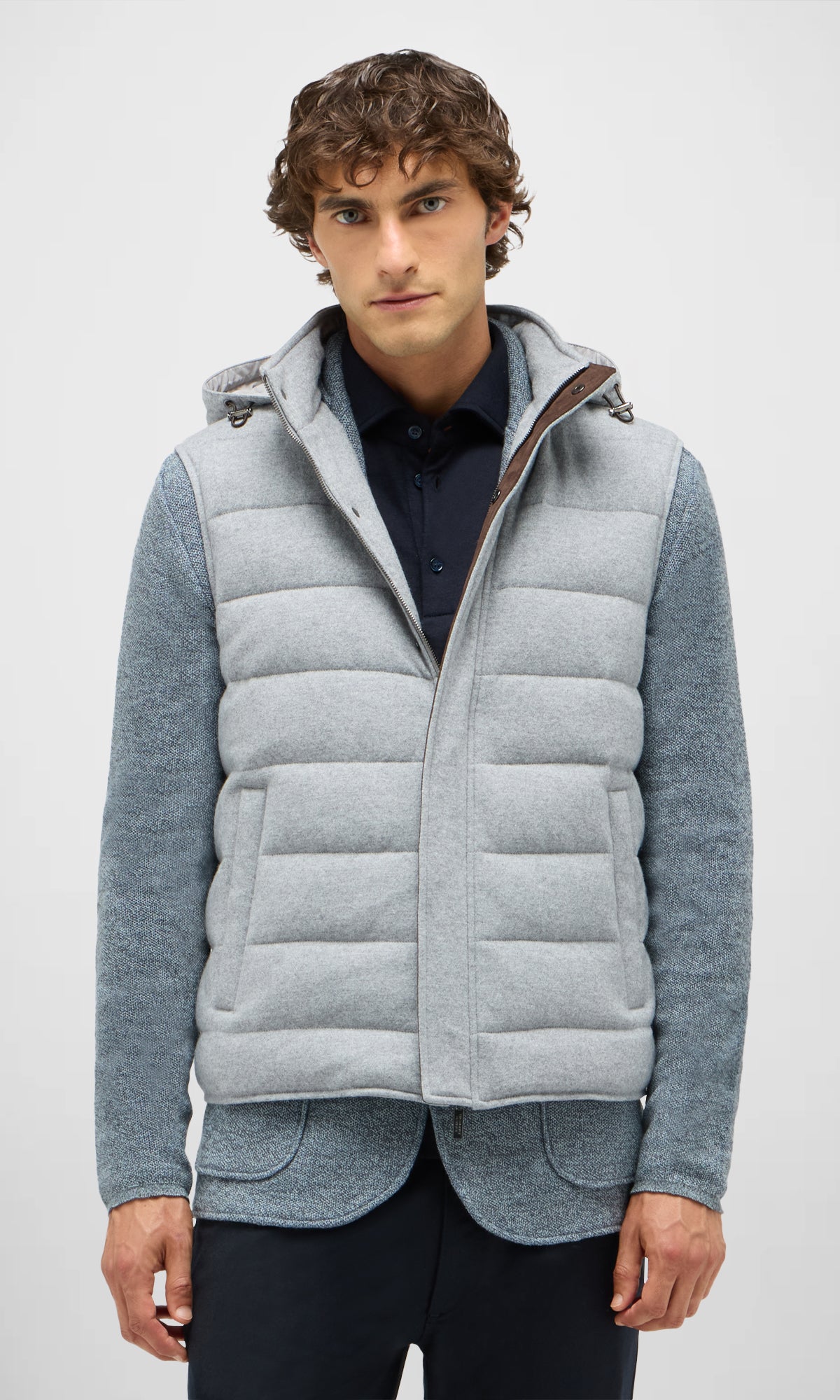 Goose Down Padded Vest with Detachable Hood