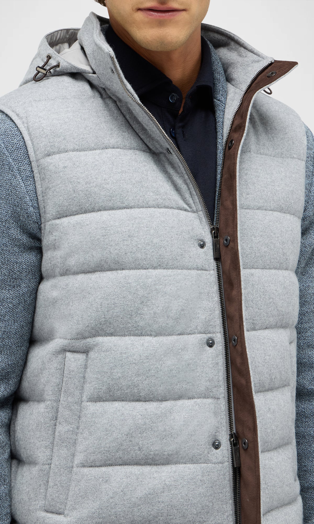 Goose Down Padded Vest with Detachable Hood