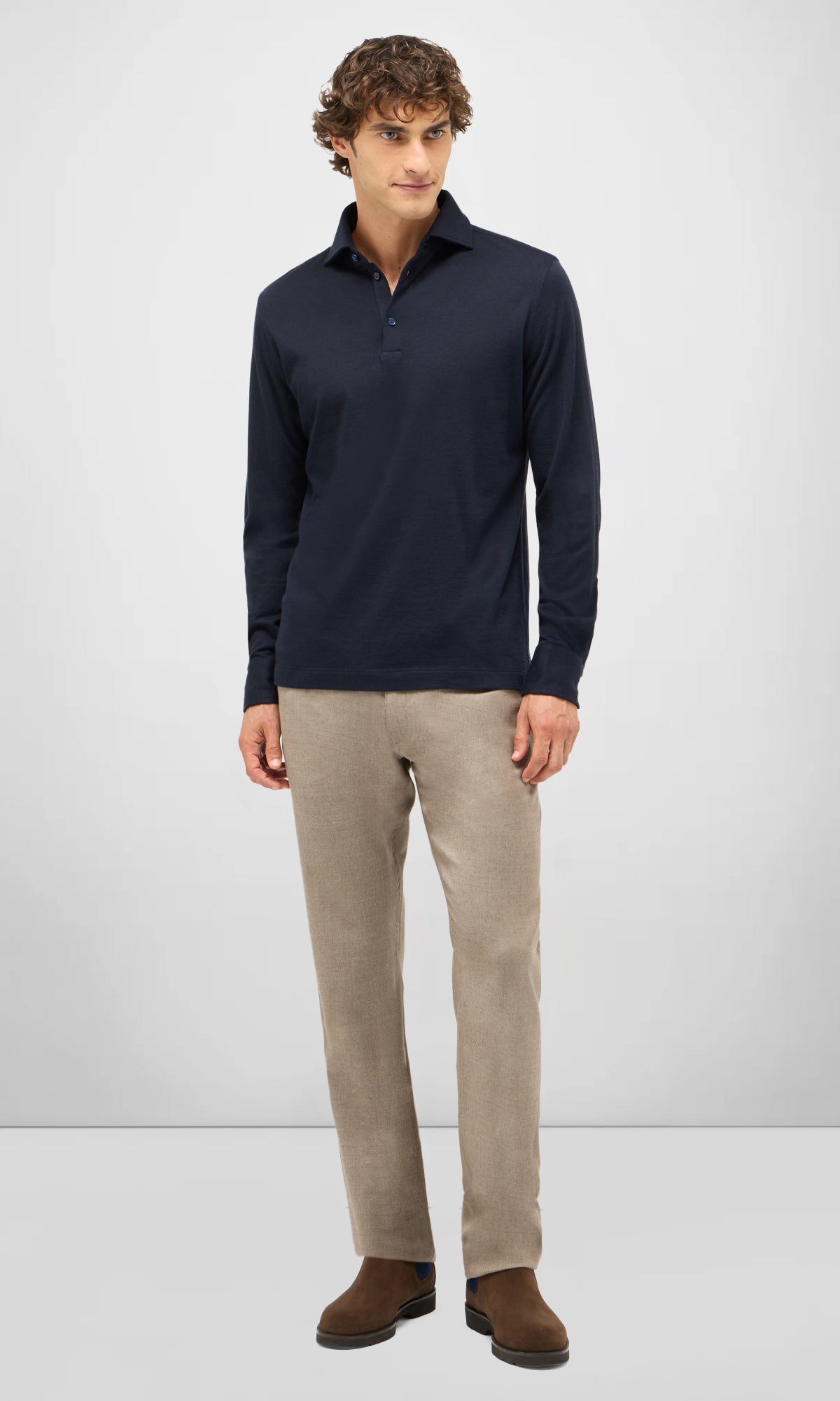 3-Button Polo Shirt in Cotton, Cashmere and Silk