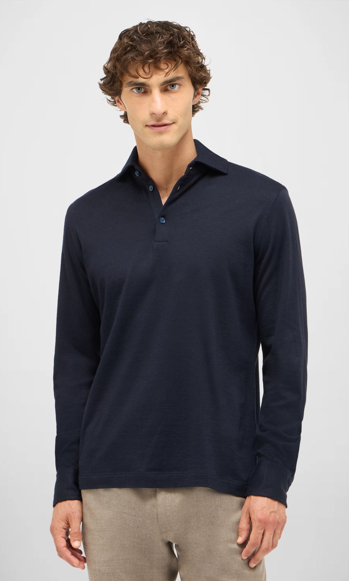 3-Button Polo Shirt in Cotton, Cashmere and Silk