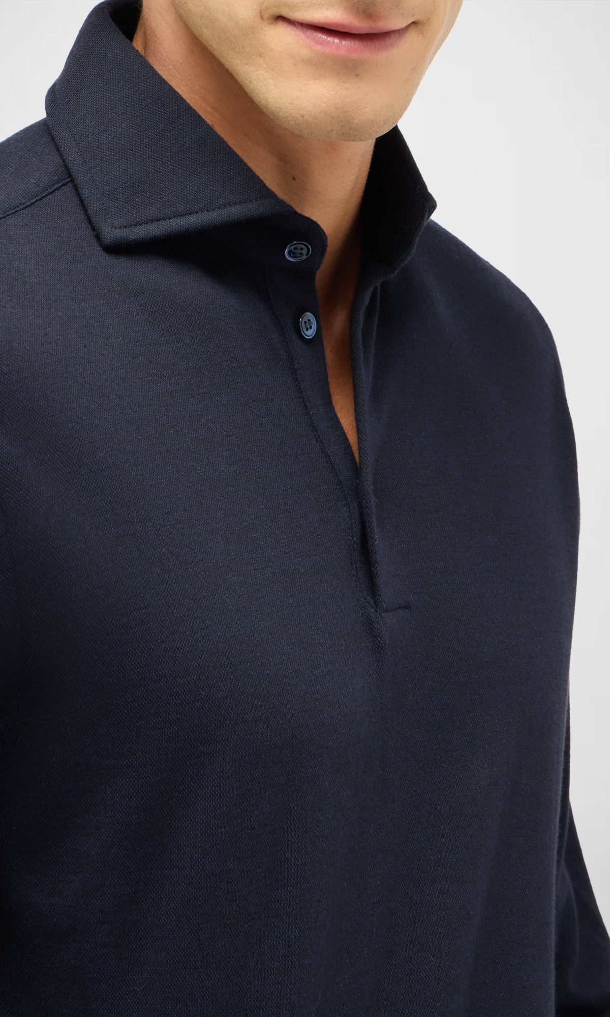 3-Button Polo Shirt in Cotton, Cashmere and Silk