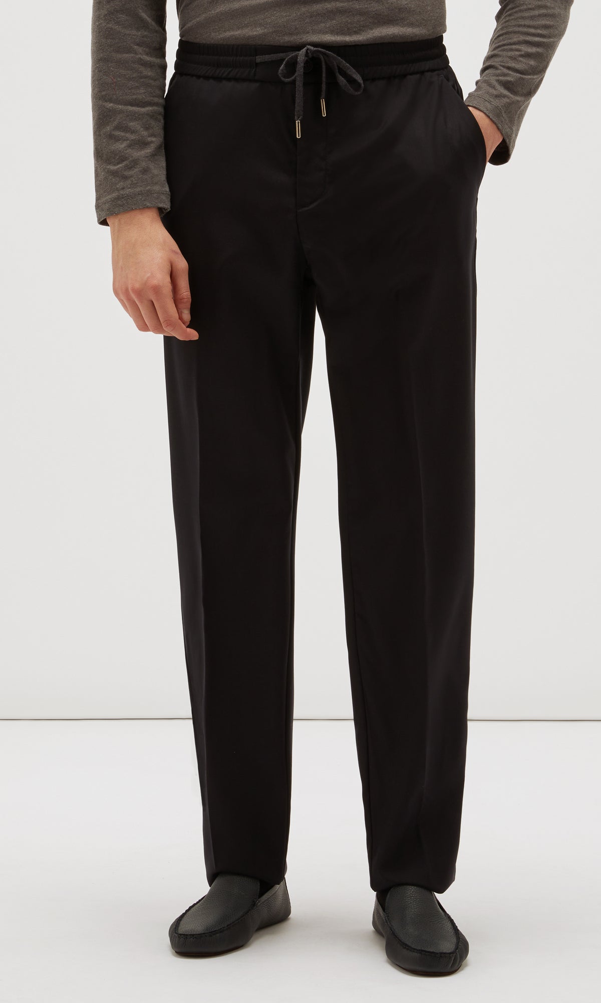 Drawstring Trousers In Exclusive Virgin Wool Jersey