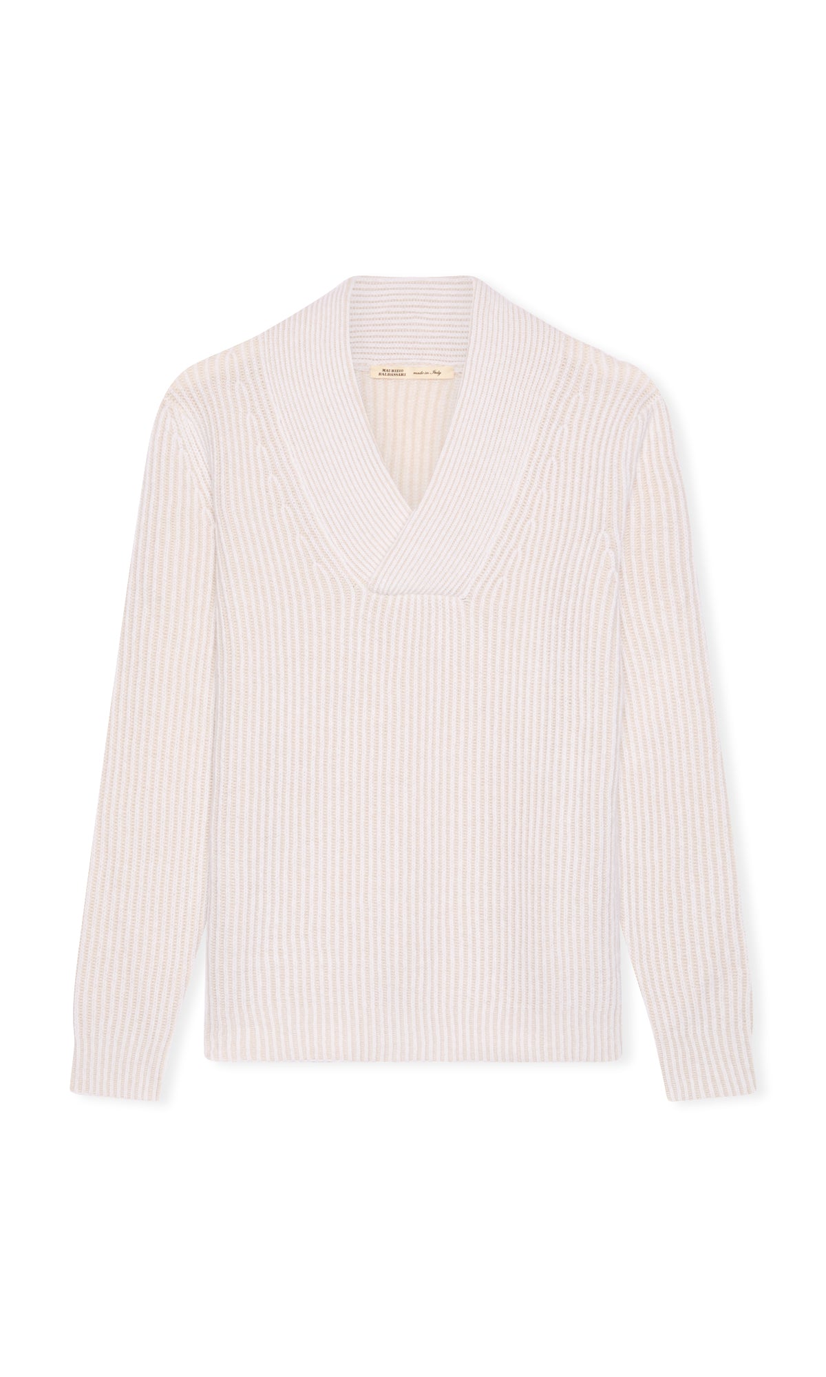 V-Neck Sweater in Vanisè Stitch, Cashmere and Wool