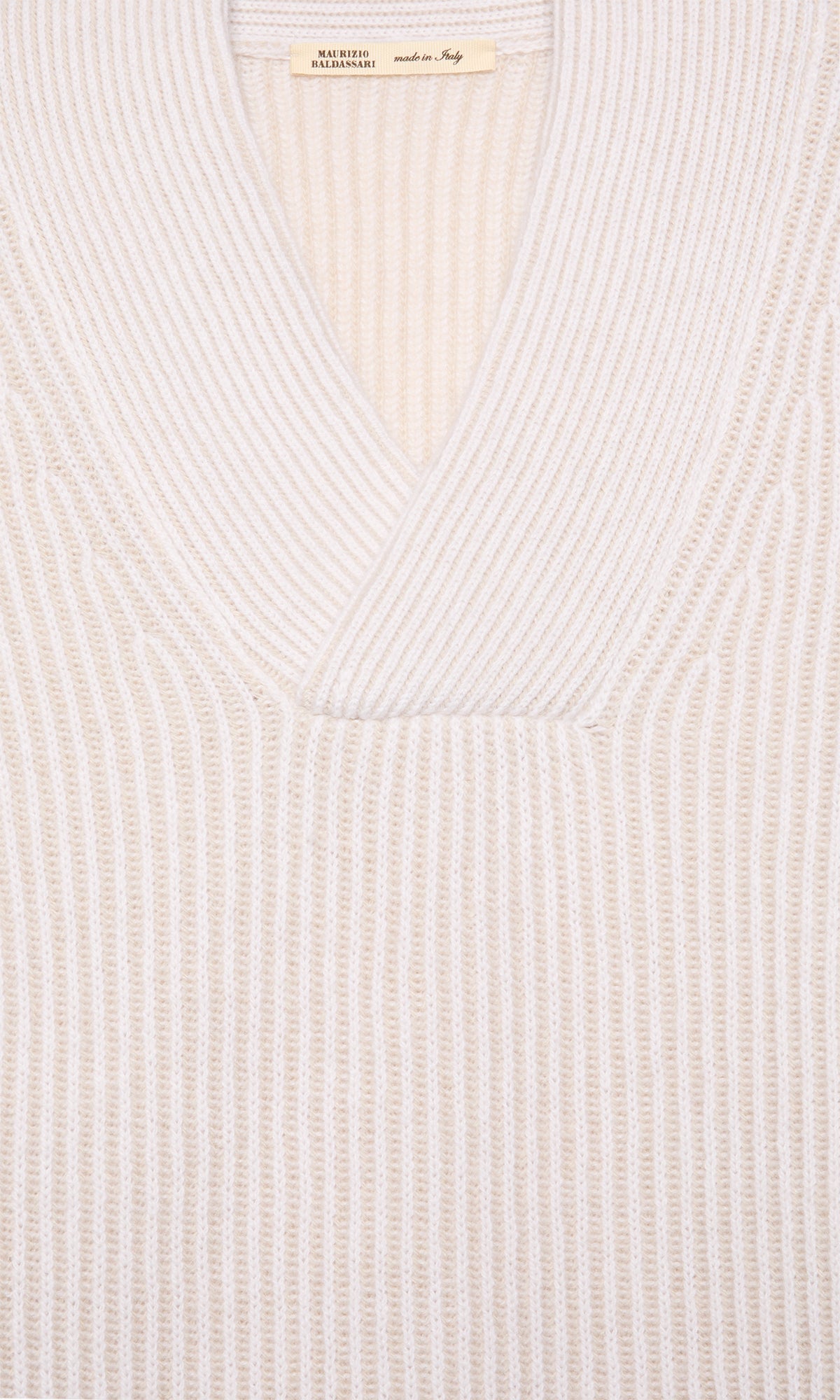 V-Neck Sweater in Vanisè Stitch, Cashmere and Wool