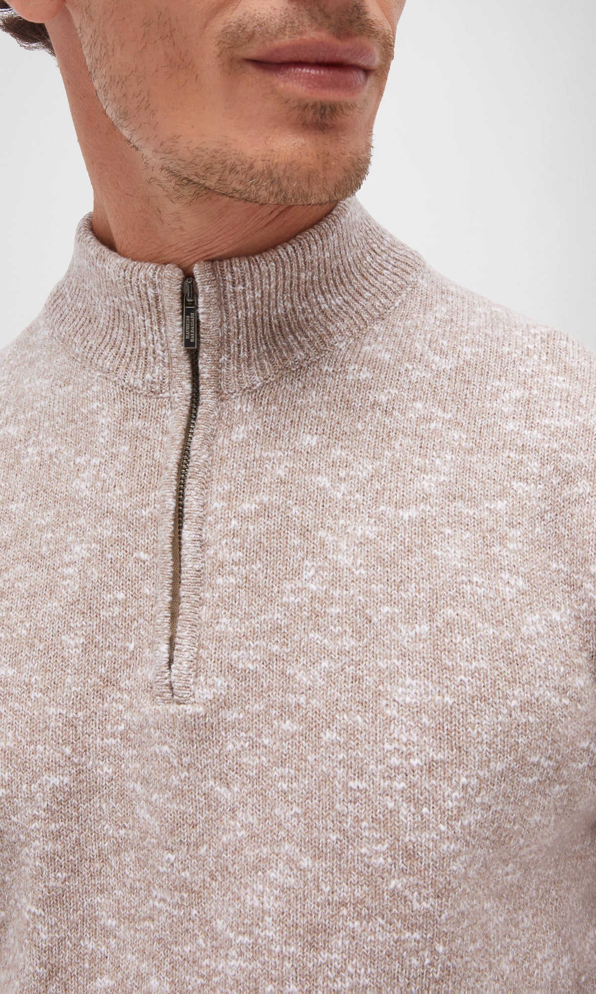 Wool And Cotton Blend Zip Sweater