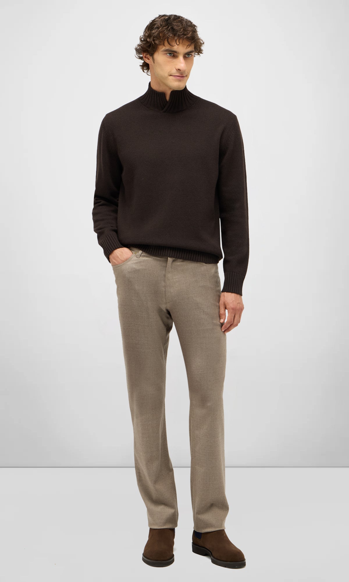 Open Turtleneck in Wool and Cashmere Blend
