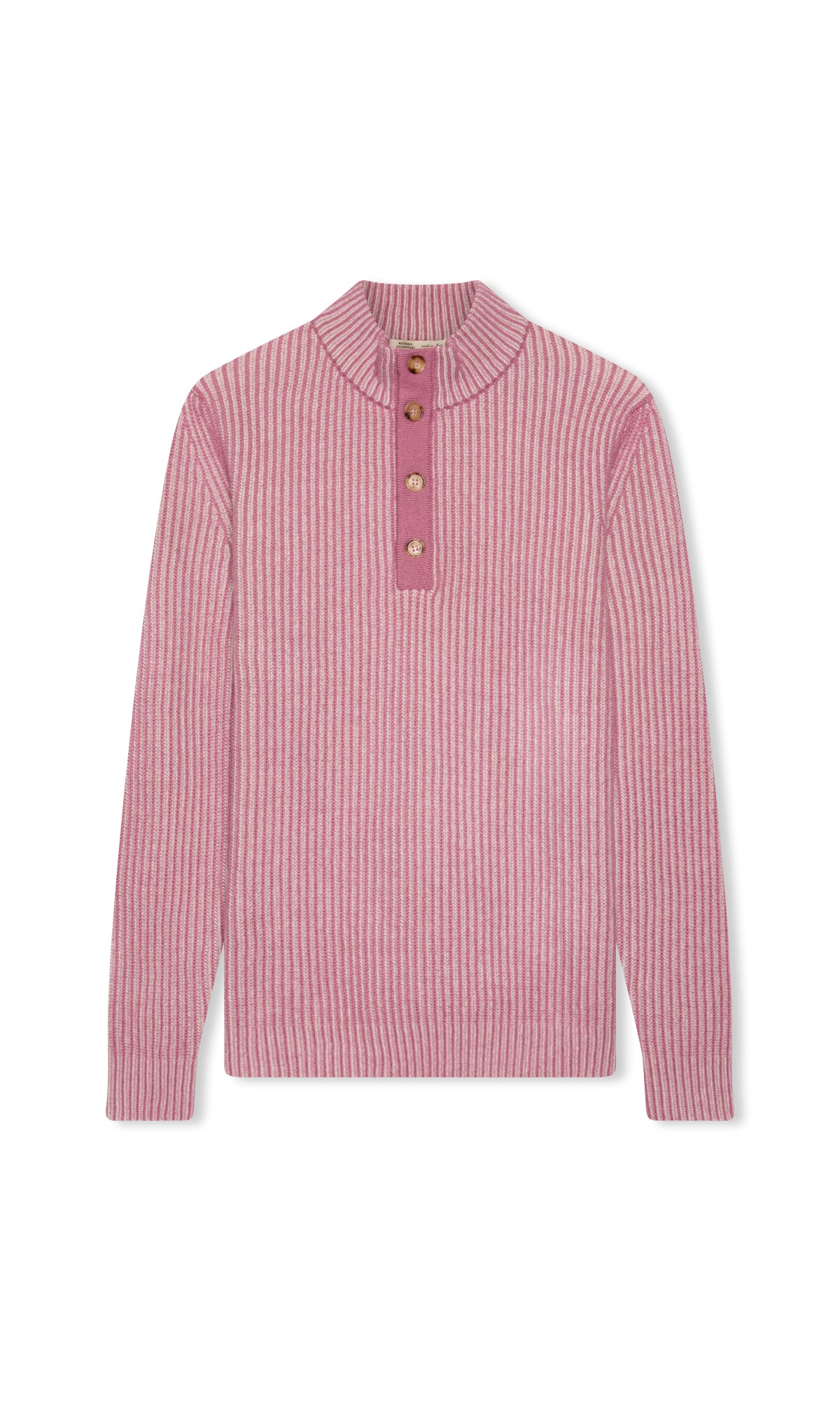4-Button Mock Neck Sweater in Vanisé Stitch Cashmere and Wool