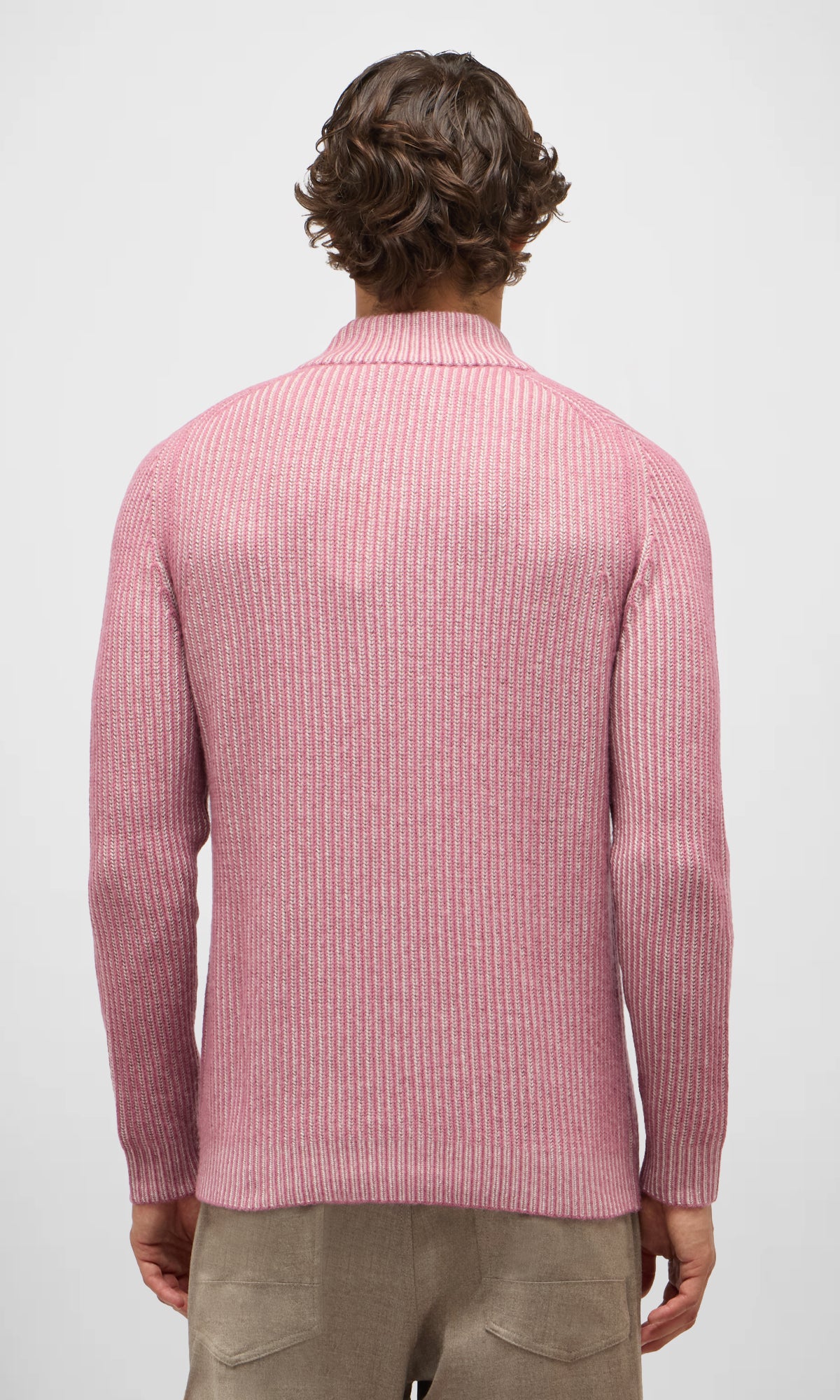 4-Button Mock Neck Sweater in Vanisé Stitch Cashmere and Wool
