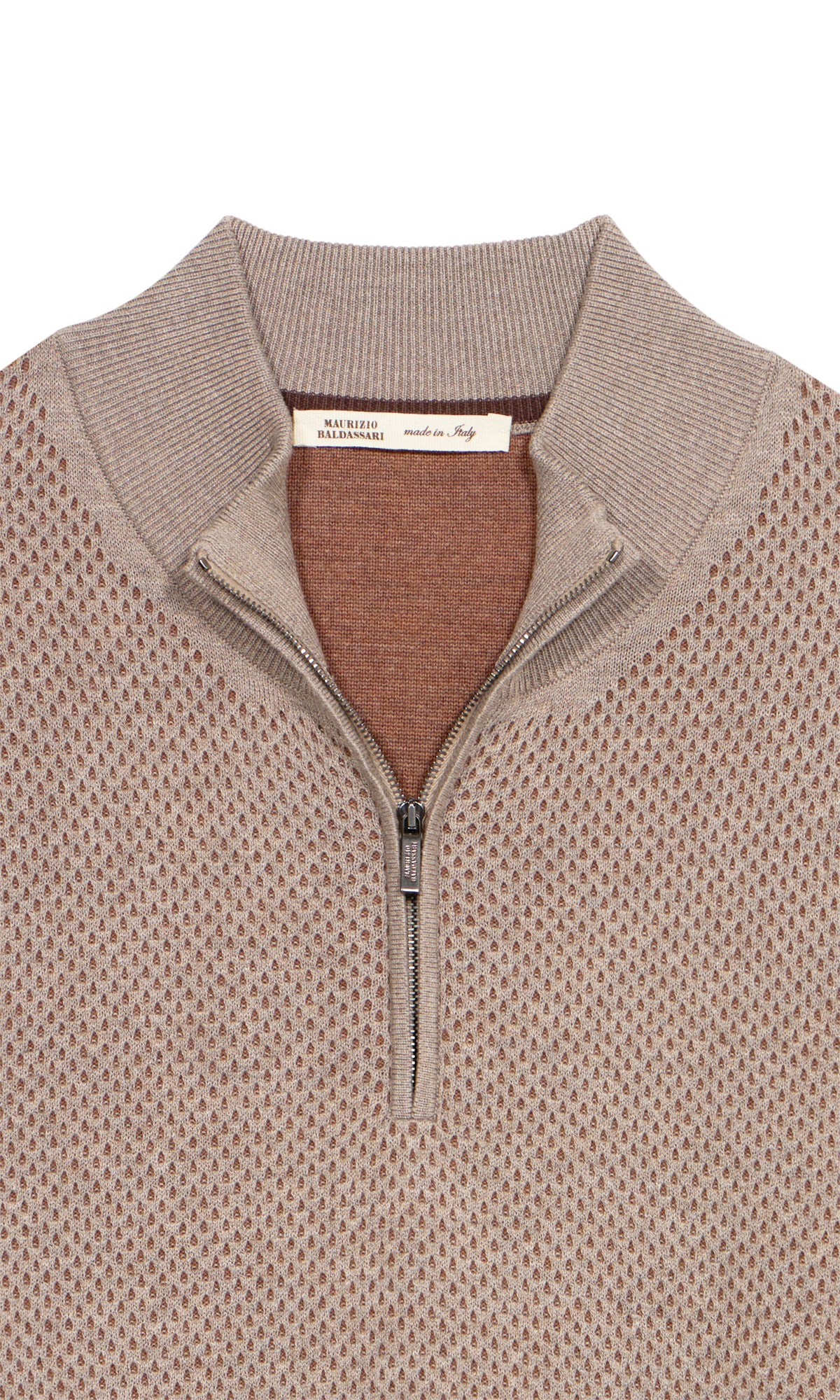Extra Fine Wool Zip-Up Sweater with Tubular Workmanship