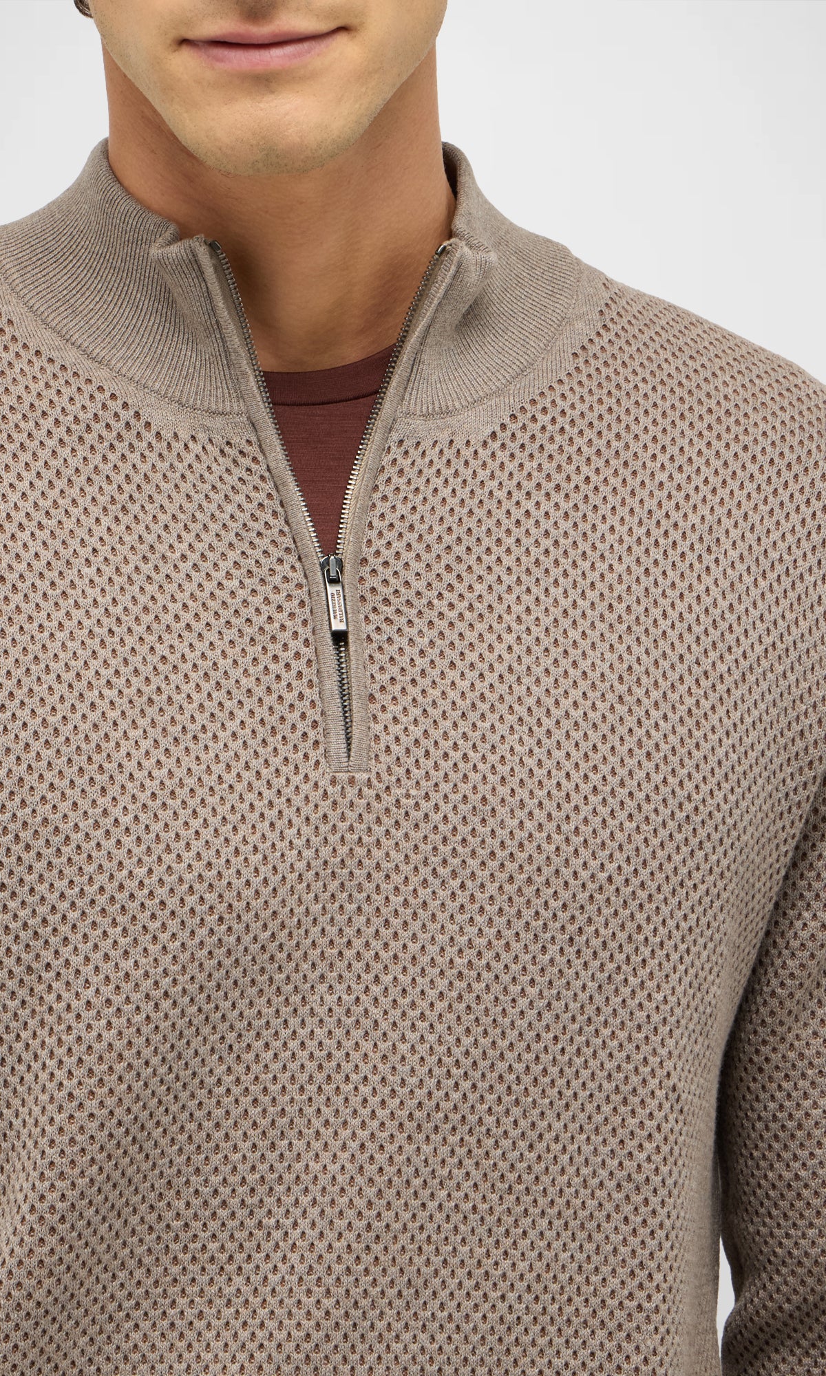 Extra Fine Wool Zip-Up Sweater with Tubular Workmanship