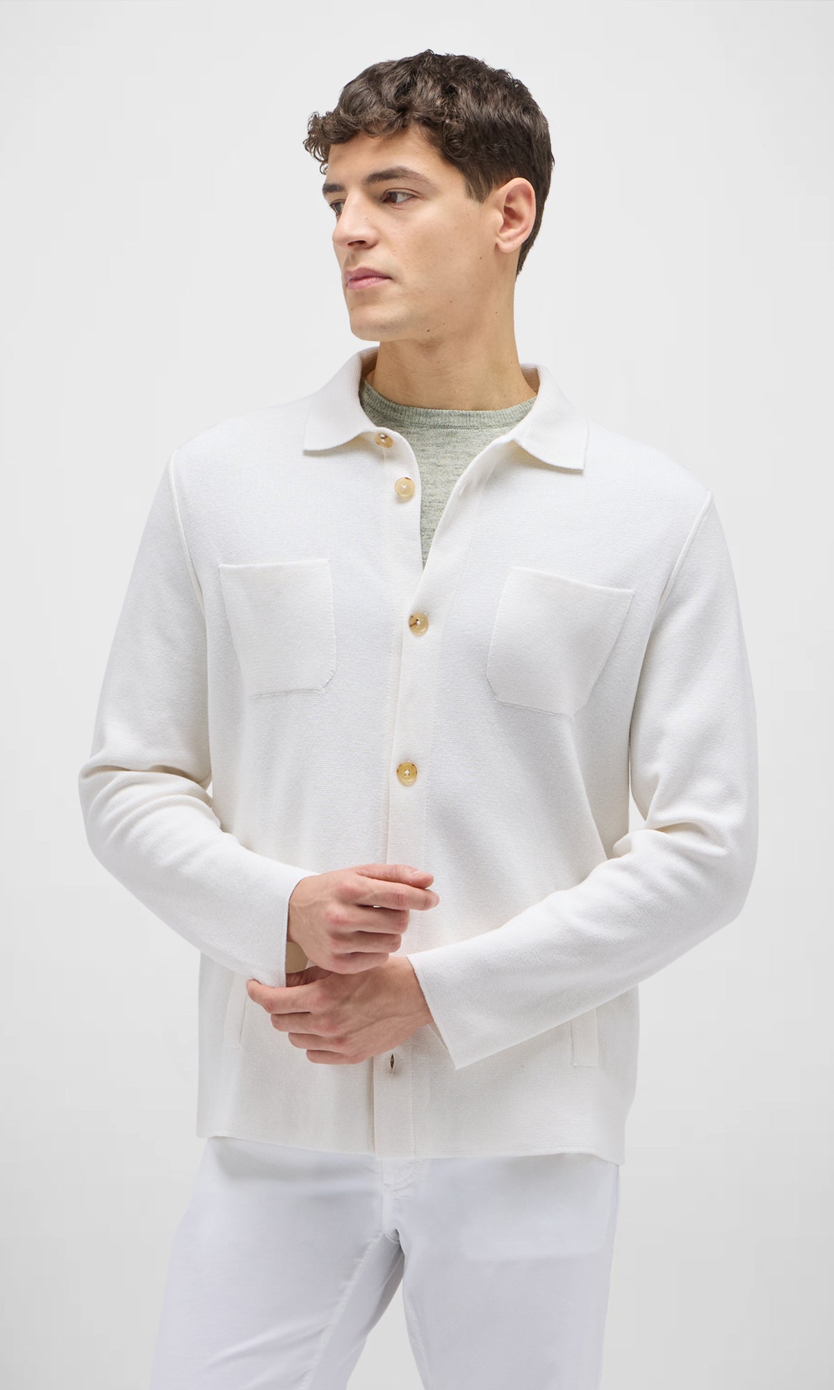 Overshirt In Seta E Cotone Punto Milano