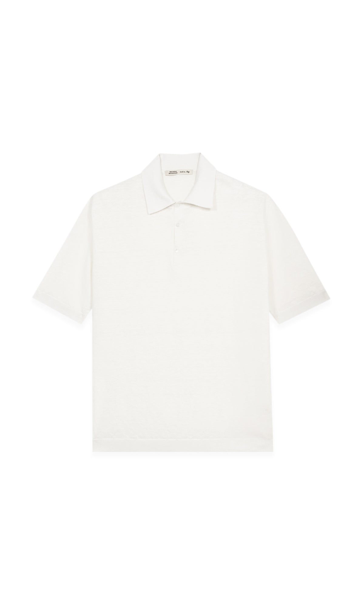 Linen, Silk and Cotton Polo with Two Button Collar