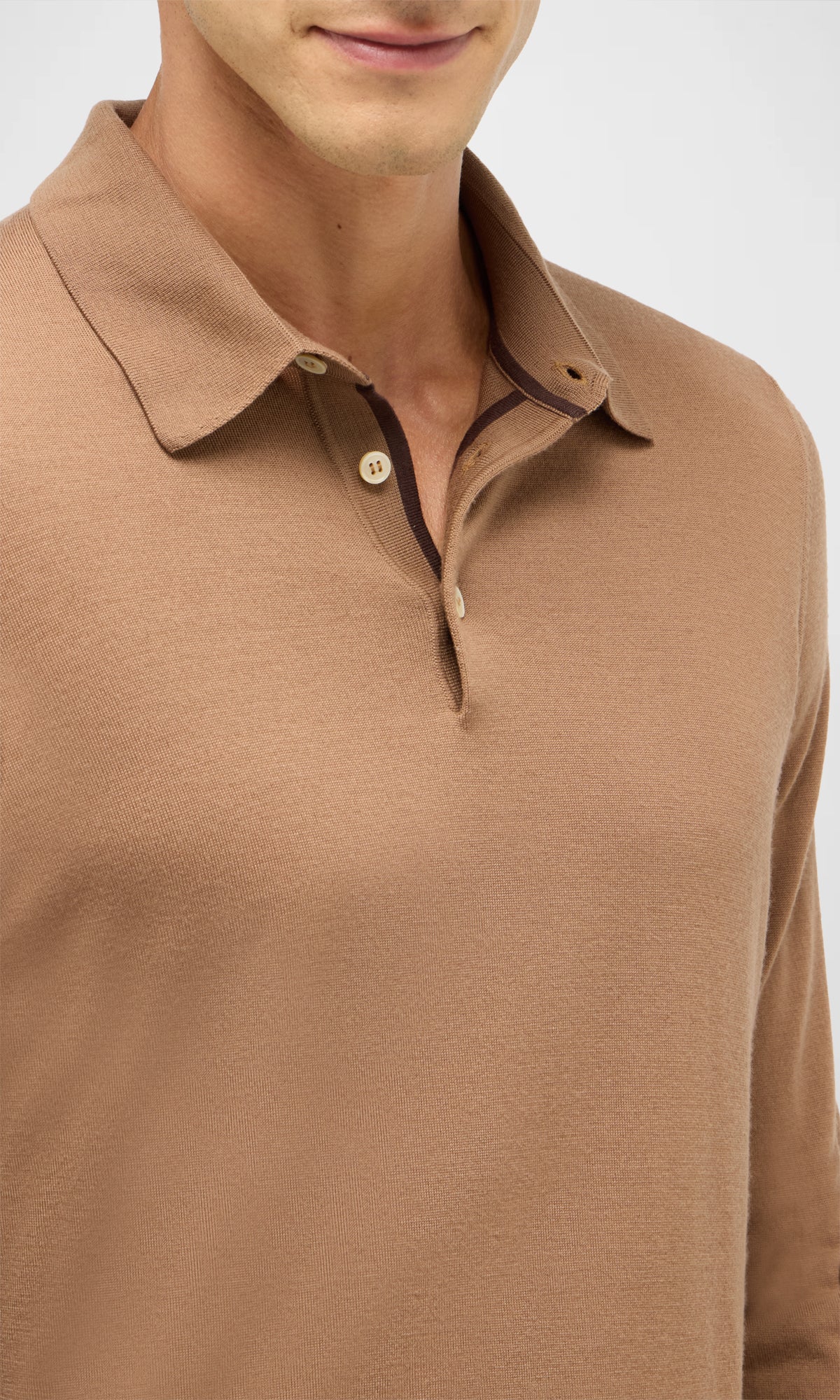 3-Button Polo Shirt in Pure Extra Fine Wool and Cashmere