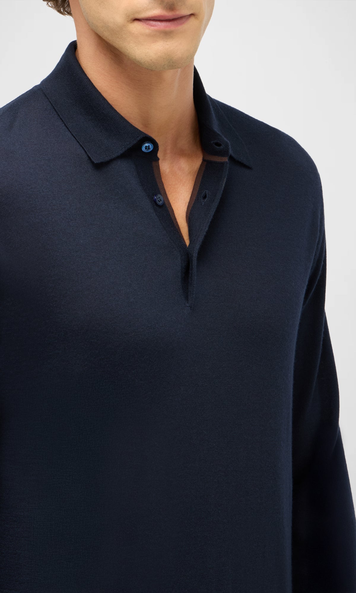 Malpensa Polo Shirt 3-Button in Pure Extra Fine Wool