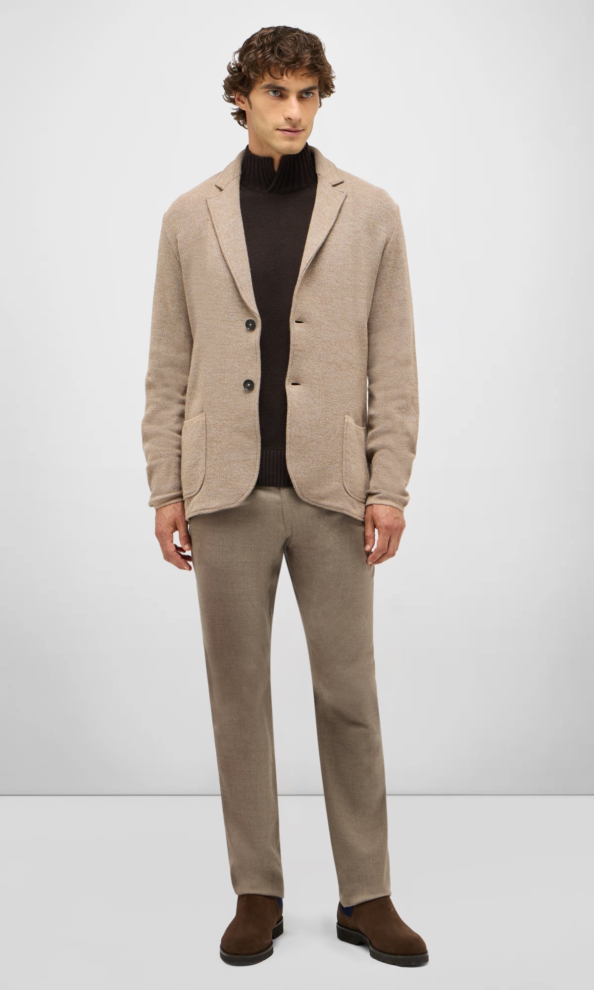 Two-Button Cotton and Wool Piquet Swacket