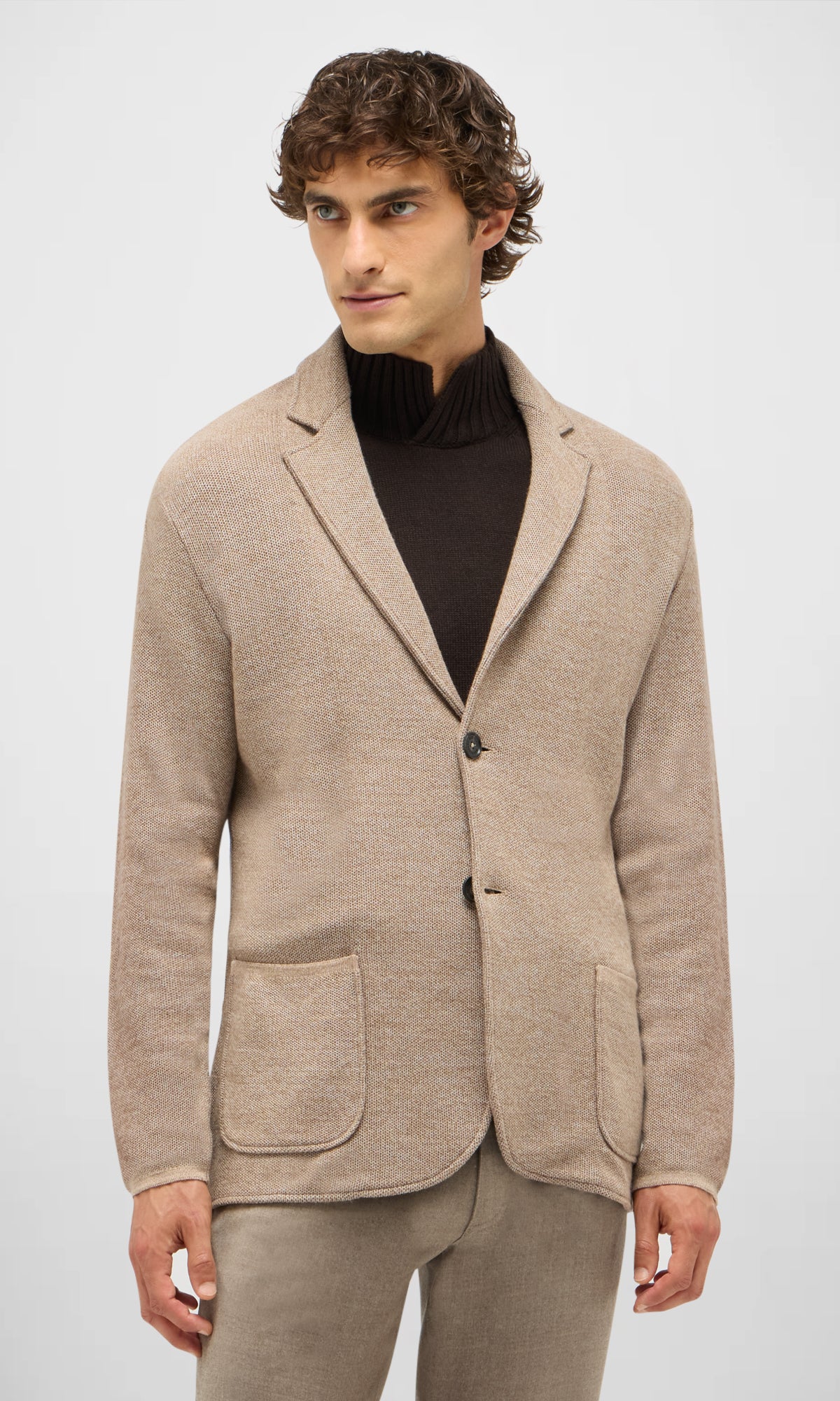 Two-Button Cotton and Wool Piquet Swacket