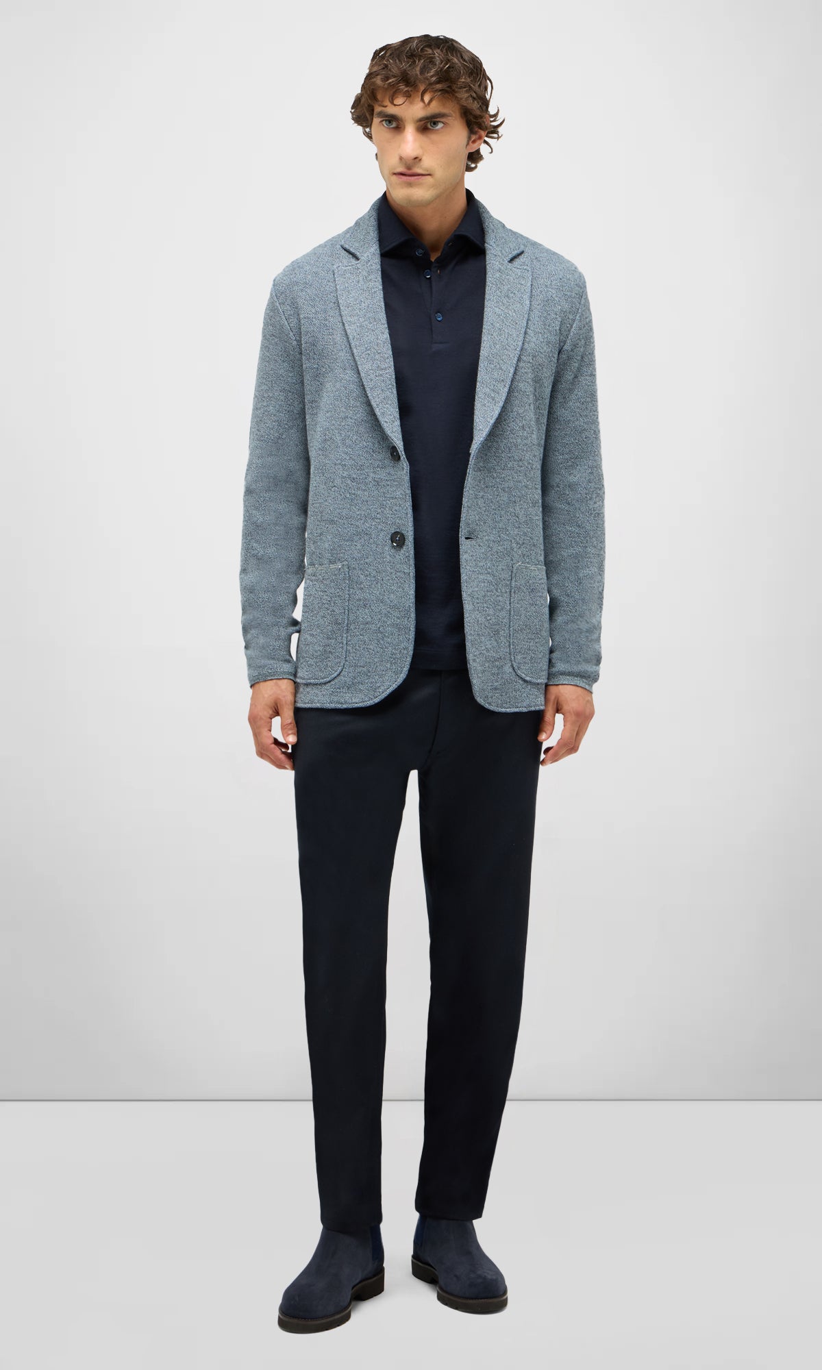 Two-Button Cotton and Wool Piquet Swacket