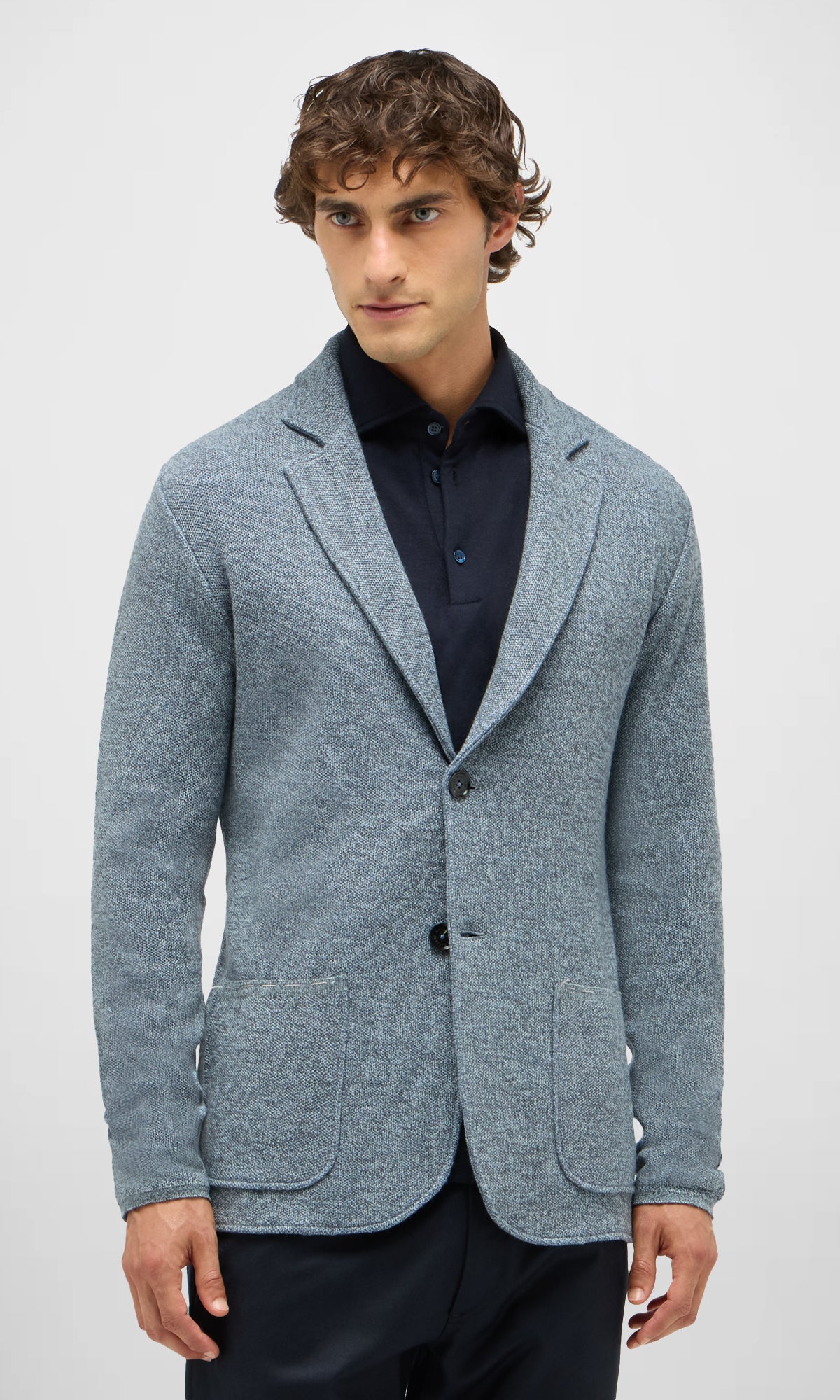 Two-Button Cotton and Wool Piquet Swacket