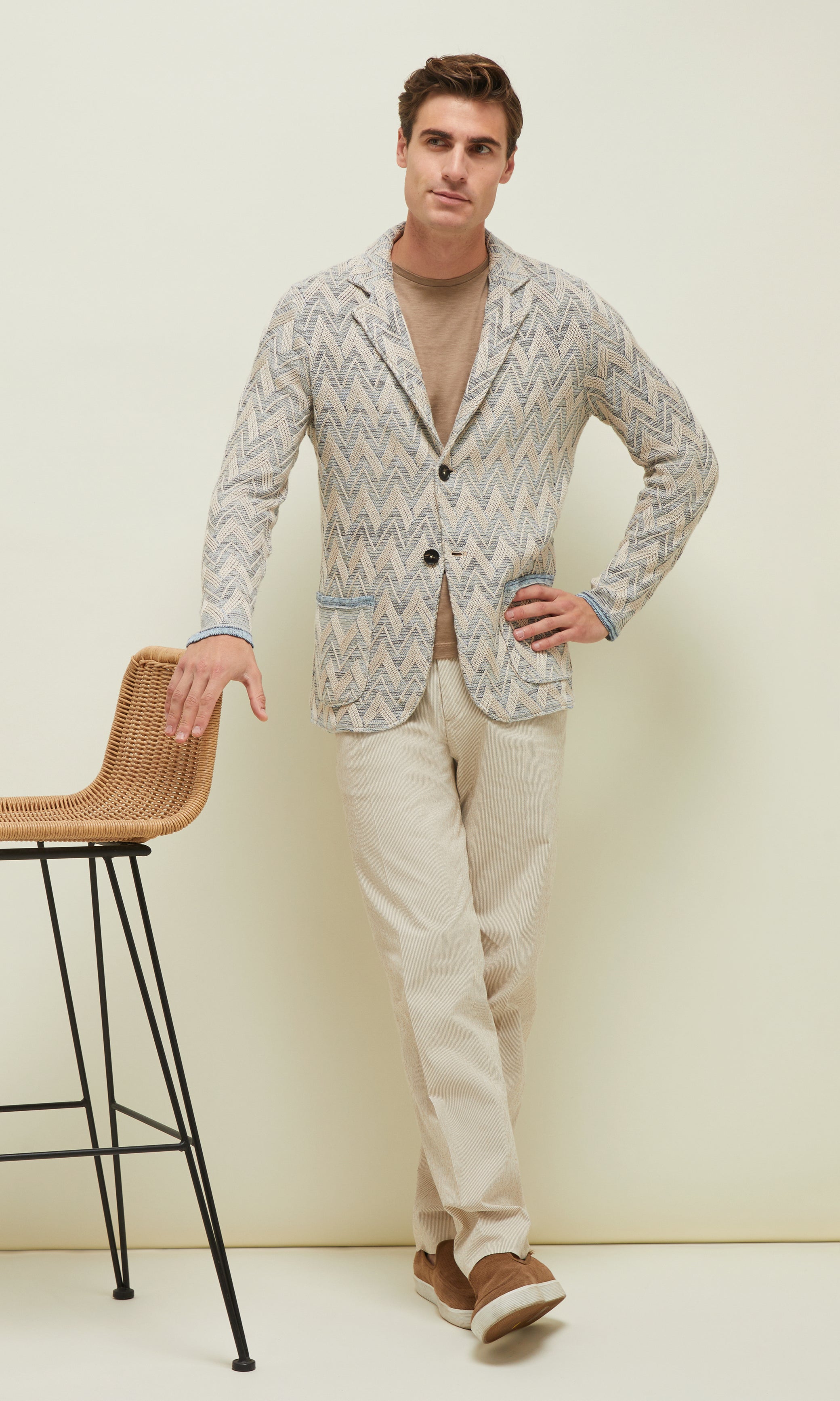Herringbone Swacket In Linen, Silk and Cotton 