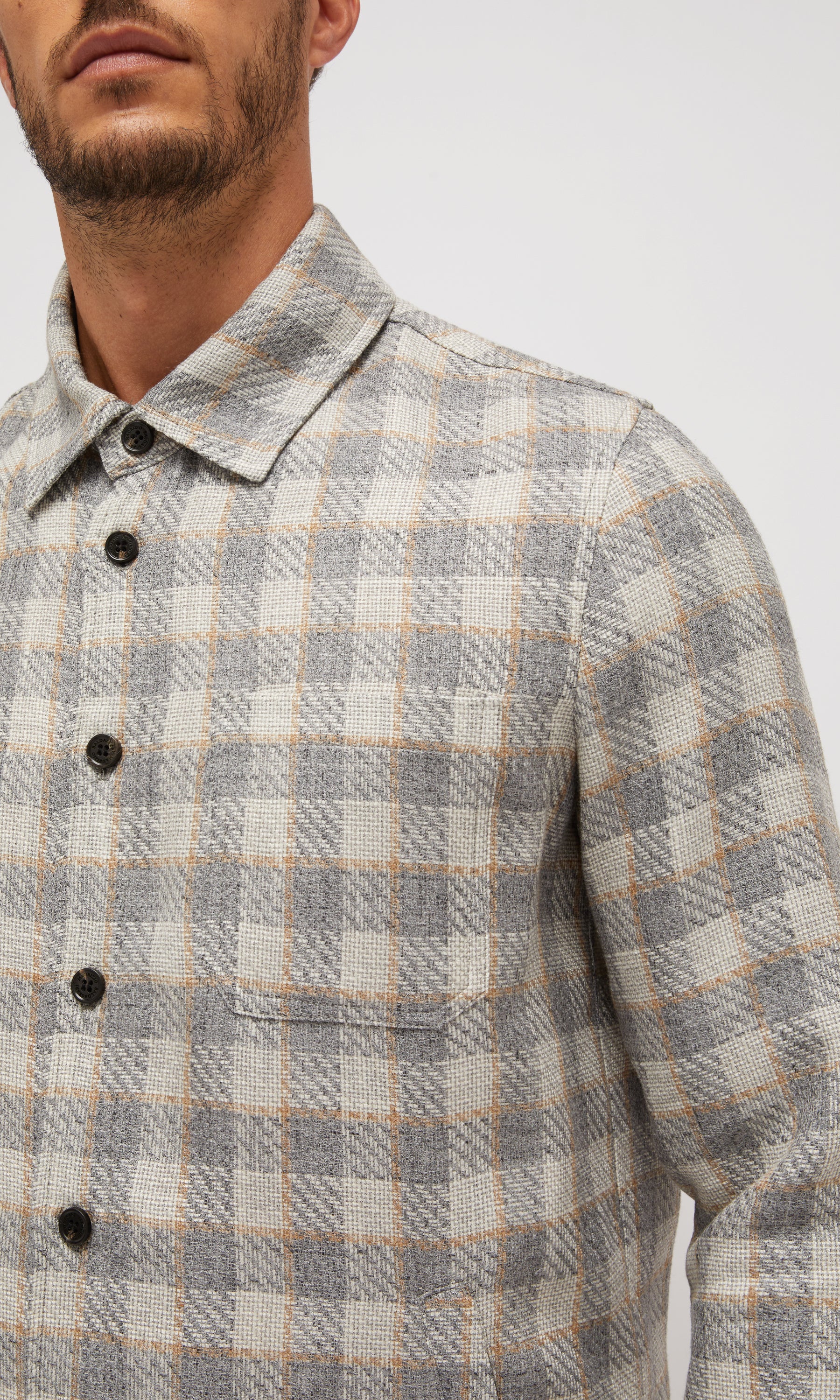 Overshirt Check In Seta, Lino E Cotone