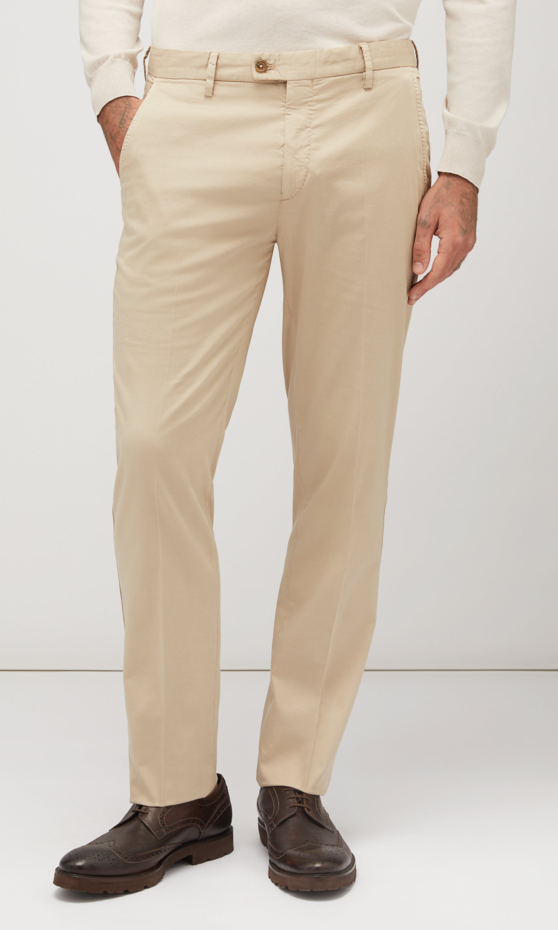 Pantalone Chino In Cotone E Seta