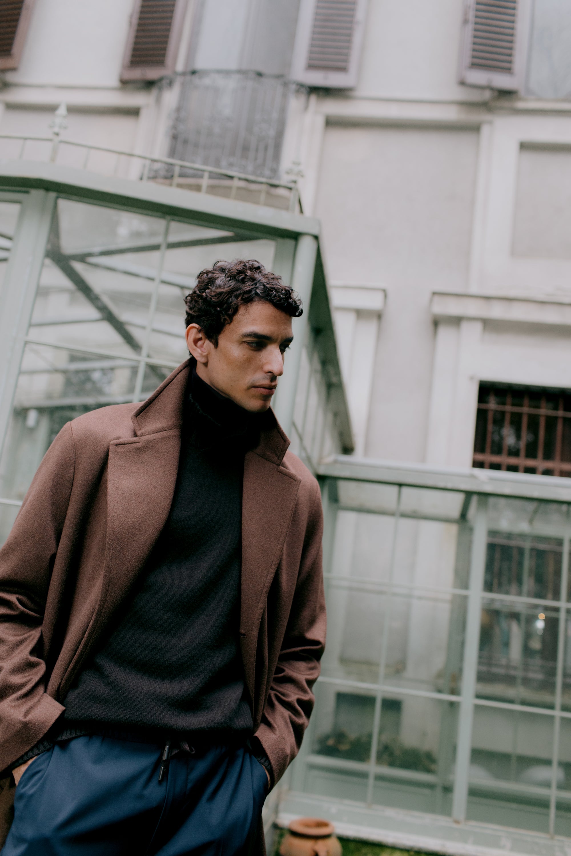 Open Turtleneck in Wool and Cashmere Blend