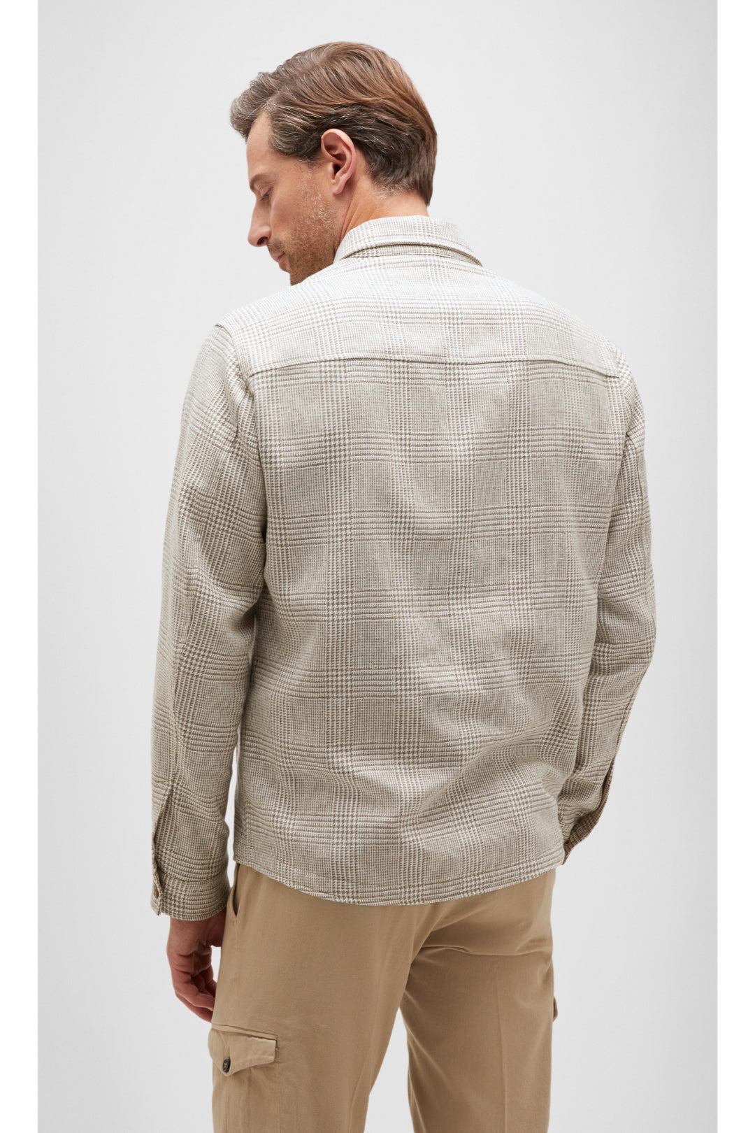 Overshirt In Pure Wool, Silk And Hemp Prince Of Wales